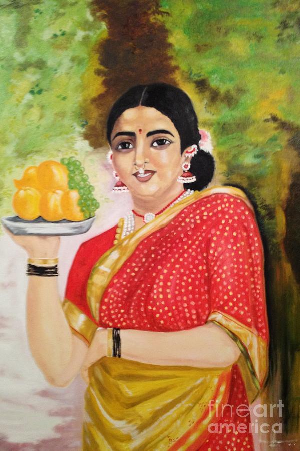 The Maharashtrian Lady Painting by Brindha Naveen