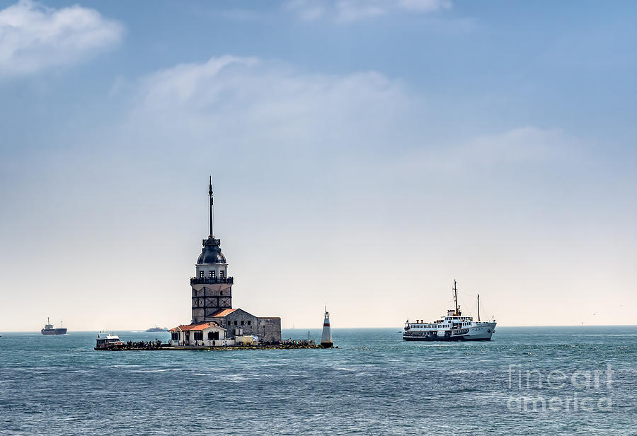 Byzantine Photograph - The Maidens Tower in istanbul by Frank Bach