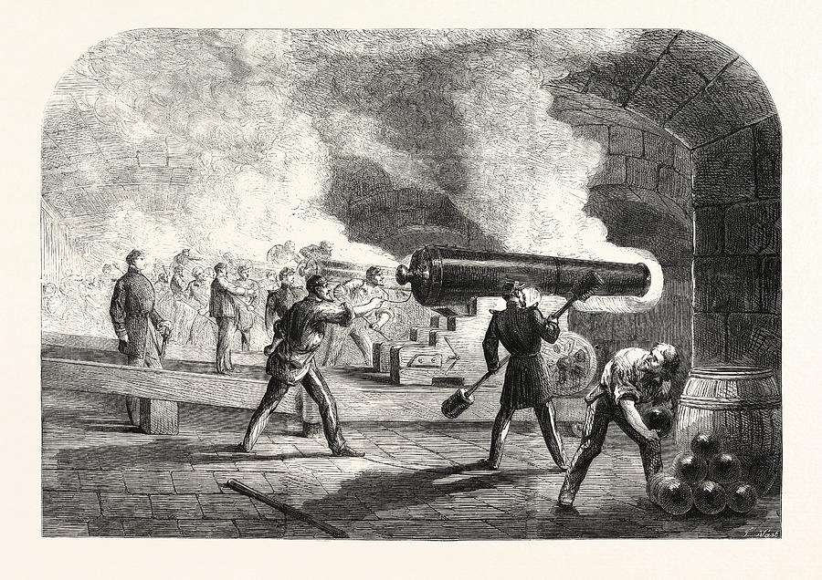 The Main Battery At Fort Sumter Guns Bearing On Fort Drawing by English