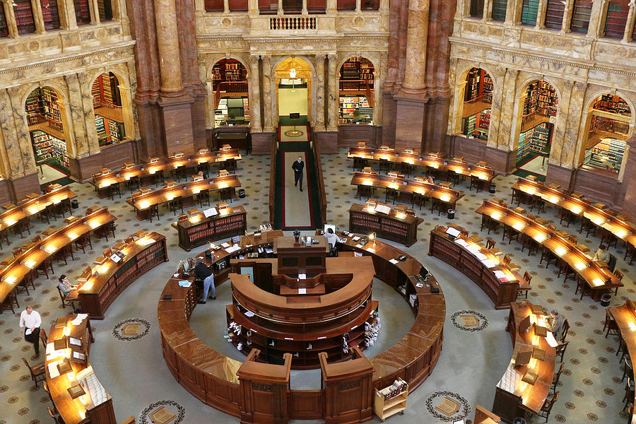 The Main Reading Room of the Library of Congress Photograph by Allen Beatty