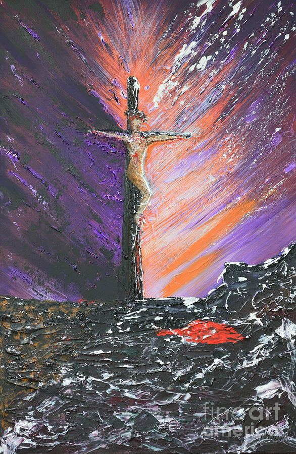 Jesus Christ Painting - The Man On The Cross by Alys Caviness-Gober