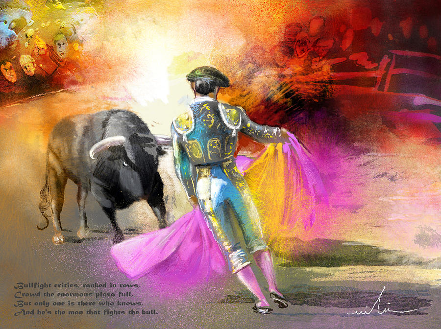 The Man Who Fights The Bull Painting by Miki De Goodaboom