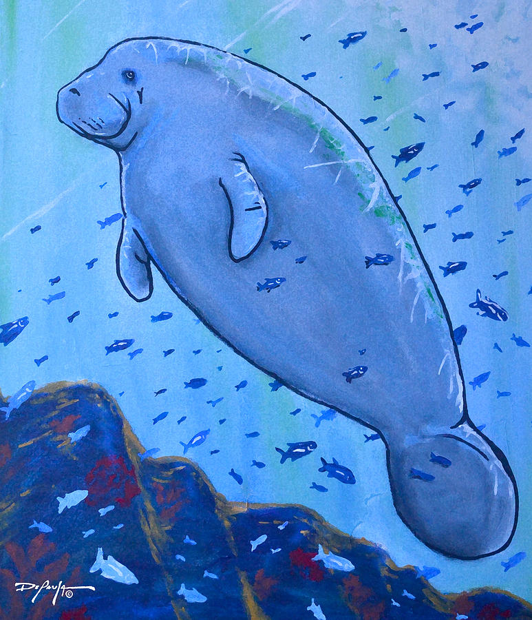 The Manatee Painting By William Depaula - Fine Art America