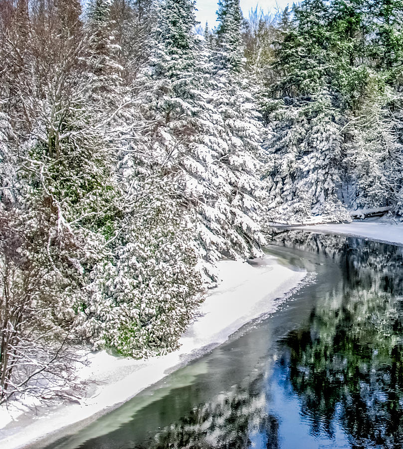 Winter Photograph - The Manistee River  by Optical Playground By MP Ray