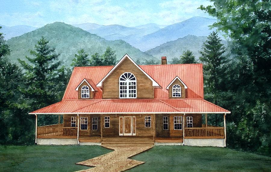 Mountain Painting - The Manor by Penny Johnson