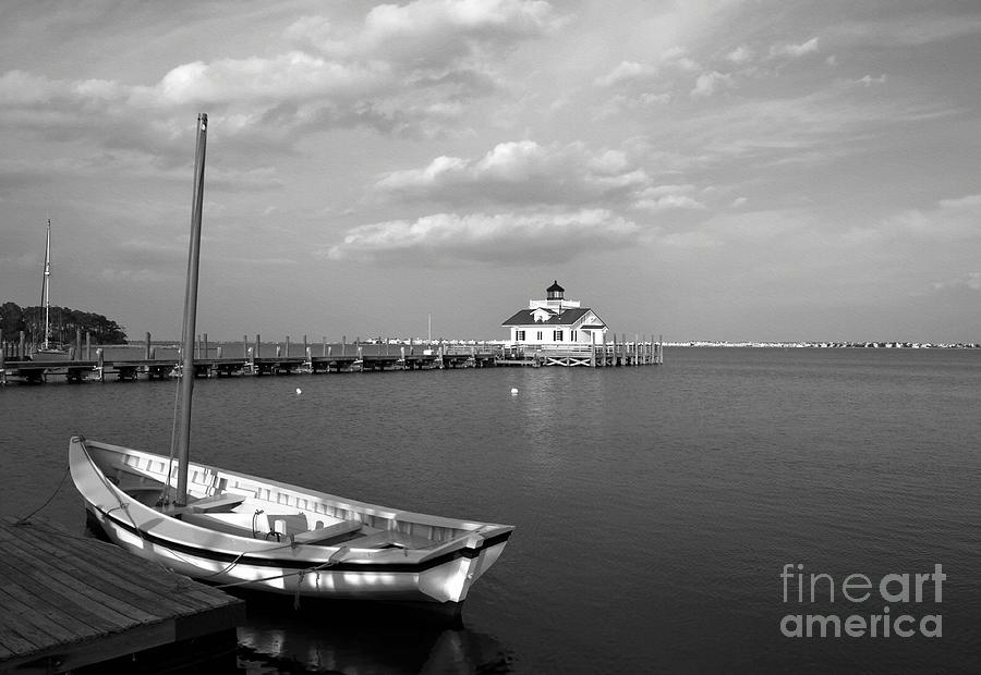 Lighthouse Photograph - The Manteo Waterfront BW by Mel Steinhauer
