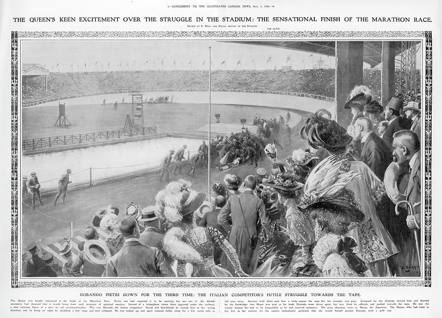 The Marathon Dorando Of Italy Finishes Drawing by Illustrated London News  Ltd/Mar - Fine Art America