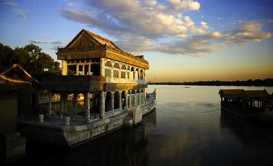 Sunset Photograph - The Marble Boat In The Sunlight by Lin Hai