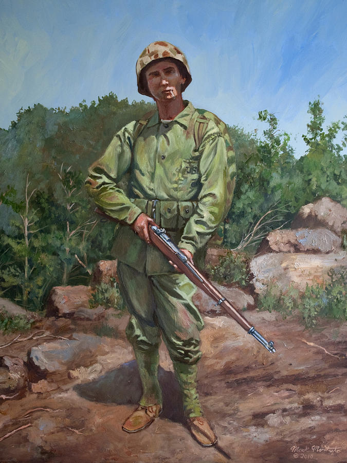 The Marine - Okinawa Campaign - World War Two Painting by Mark Maritato