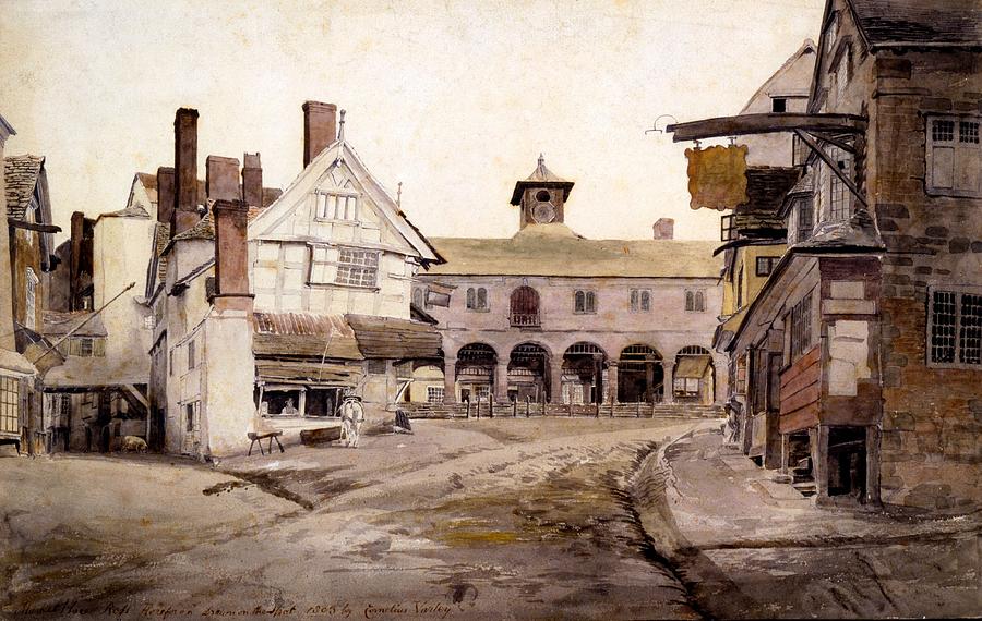 Market Place Drawing - The Market Place, Ross, Hertfordshire by Cornelius Varley