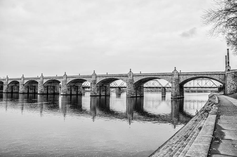 Bridge Photograph - The Market Street Bridge - Harrisburg Pa in Black and White by Bill Cannon