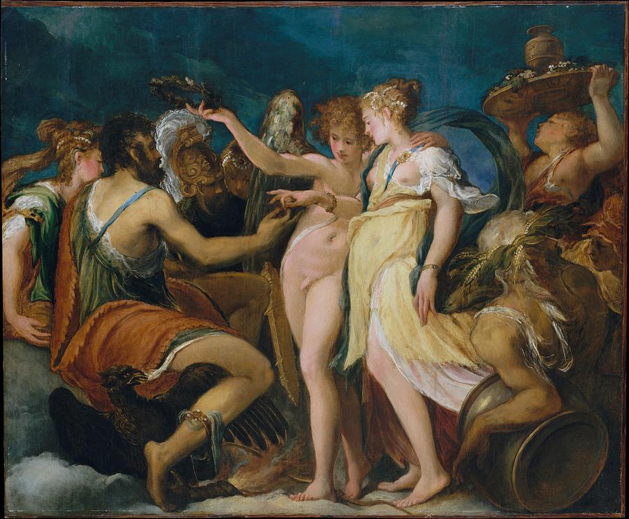 Schiavone Painting - The Marriage Of Cupid And Psyche by Andrea Schiavone