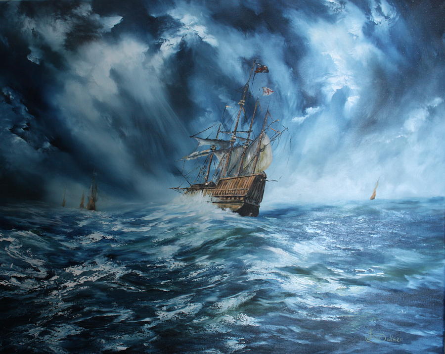 The Mary Rose And Fleet Painting by Jean Walker