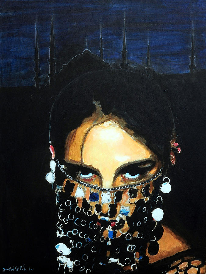 Mask Painting - The Mask and The Mosque by Jean-Paul Setlak Mask Painting - The Mask and The Mosque by Jean-Paul Setlak