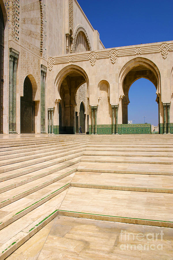 Casablanca Movie Photograph - The Massive Colonnades leading to the Hassan II Mosque Sour Jdid Casablanca Morocco by PIXELS  XPOSED Ralph A Ledergerber Photography