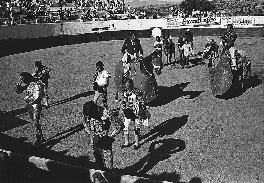 The matadors and their attendants bow  Nogales Sonora Mexico 1978 Photograph by David Lee Guss