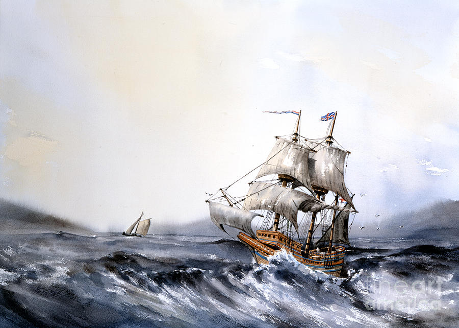 F 822 The Mayflower Painting by Val Byrne