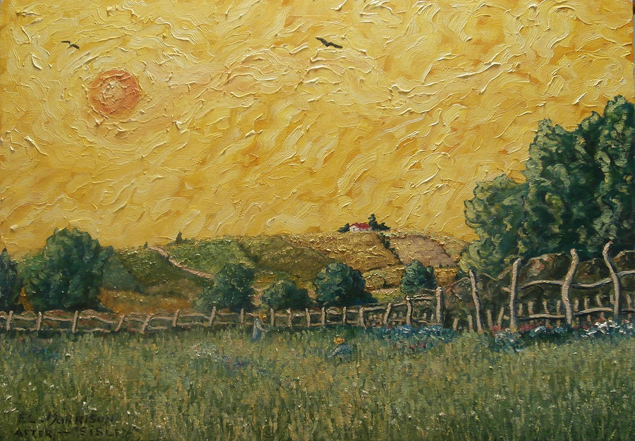 The Meadow after Sisley Painting by Frank Morrison