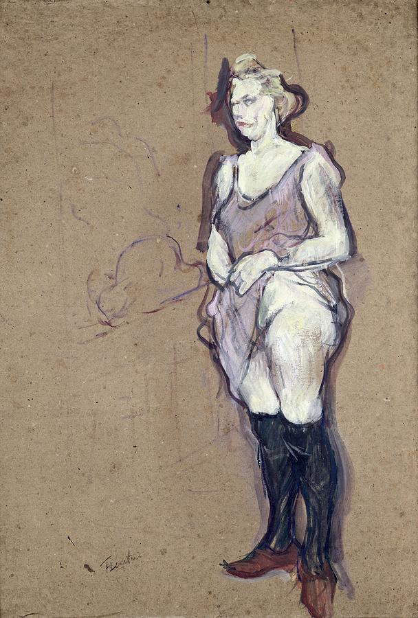 Female Photograph - The Medical Inspection Blonde Prostitute, 1894 Oil On Card by Henri de Toulouse-Lautrec