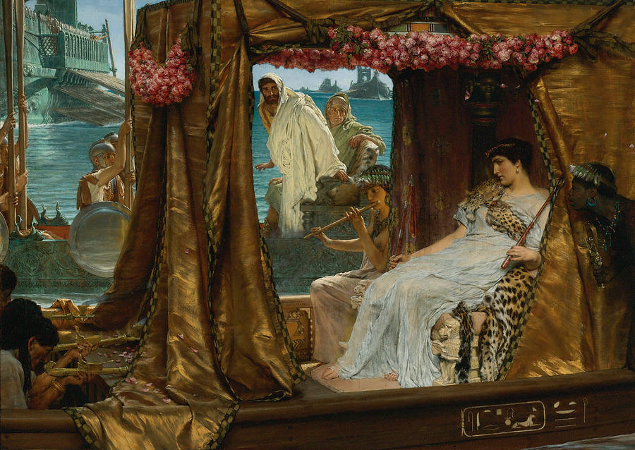 Lawrence Alma Tadema Painting - The Meeting of Antony and Cleopatra  41 BC by Lawrence Alma-Tadema