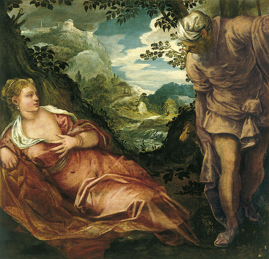 The Meeting of Tamar and Juda Painting by Tintoretto