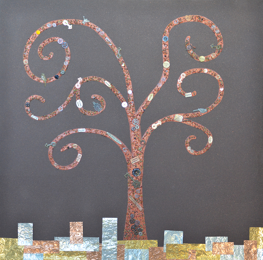 Clock Painting - The Menoa Tree by Angelina Tamez