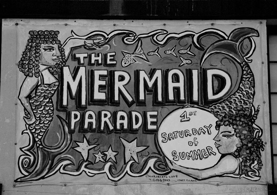 New York City Photograph - THE MERMAID PARADE in BLACK AND WHITE by Rob Hans