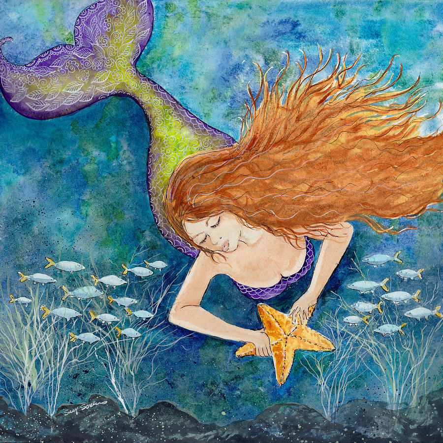Mermaid Painting - The Mermaids Wish by Susy Soulies