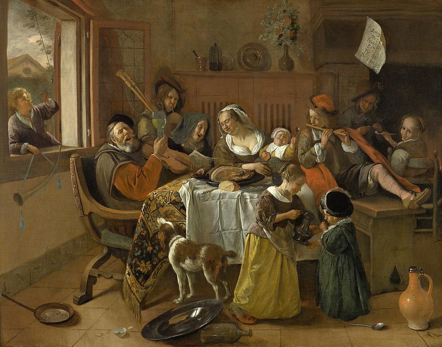 Portrait Painting - The Merry Family by Jan Steen