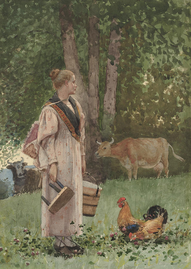 Winslow Homer Painting - The Milk Maid by Celestial Images