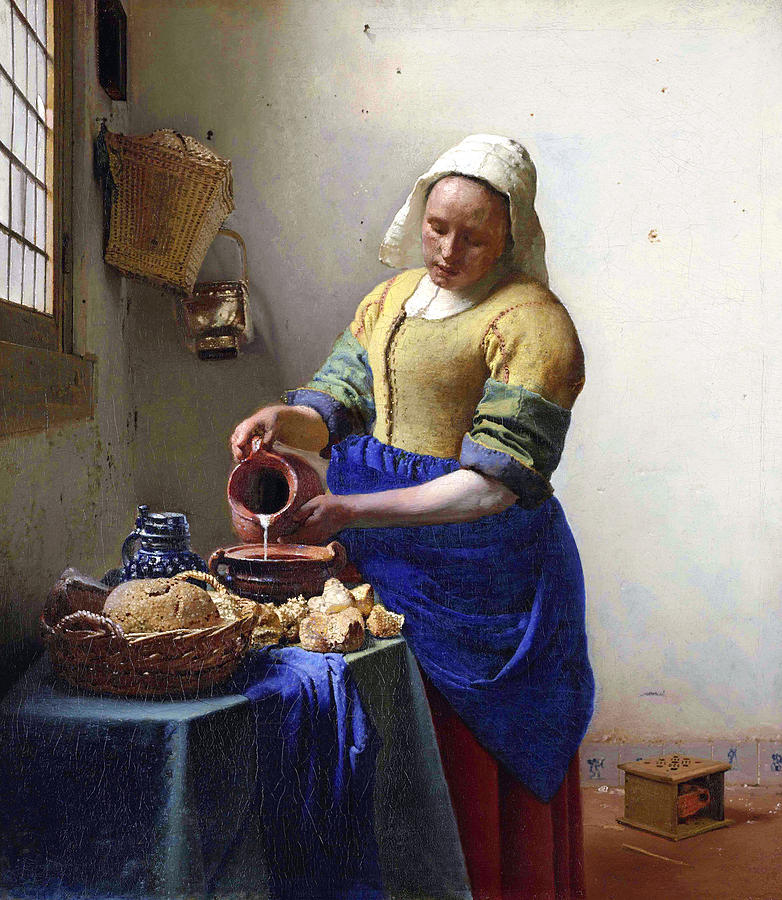 Jan Vermeer Painting - The Milkmaid Johannes Vermeer by Johannes Vermeer