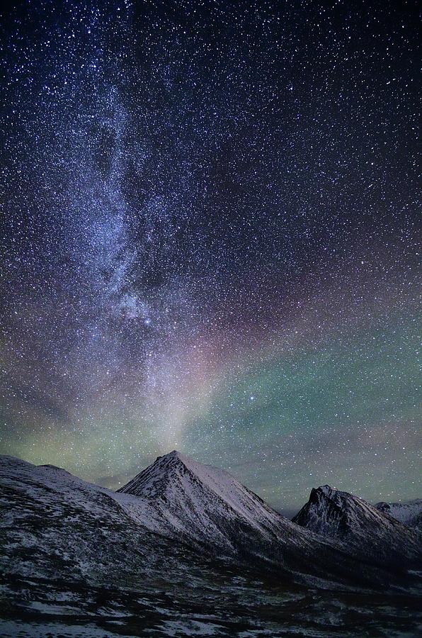 The Milkyway And A Faint Aurora Over Photograph by John Hemmingsen