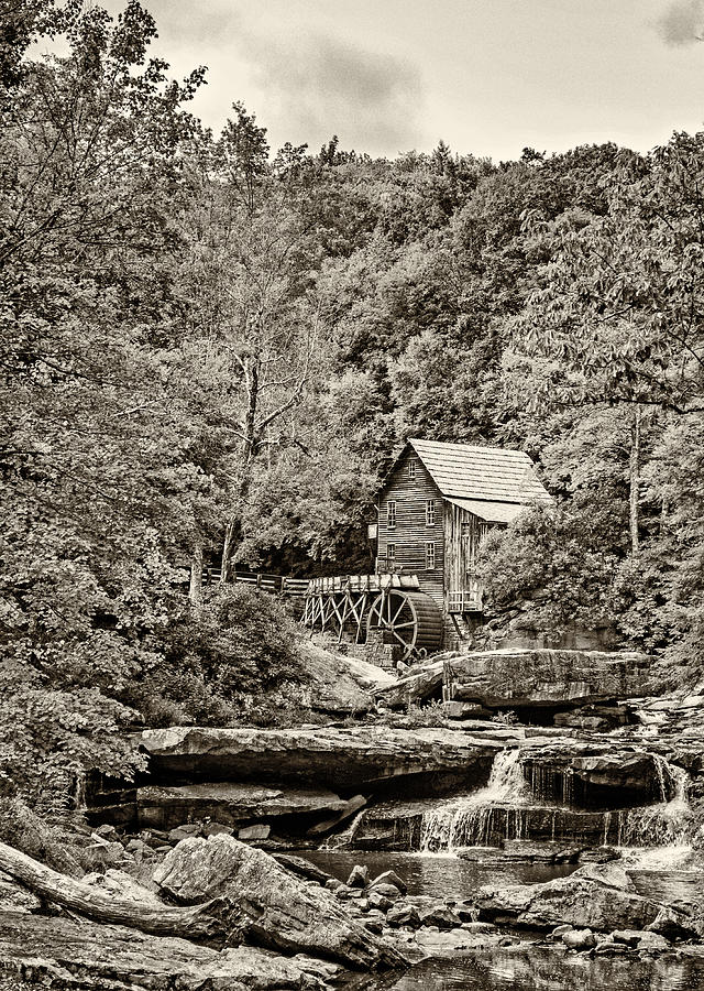 Mountain Photograph - The  Mill at Babcock sepia by Steve Harrington