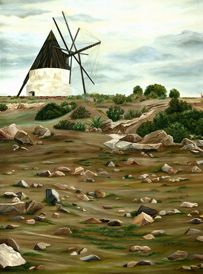 Landscape Painting - The Mill by Angeles M Pomata