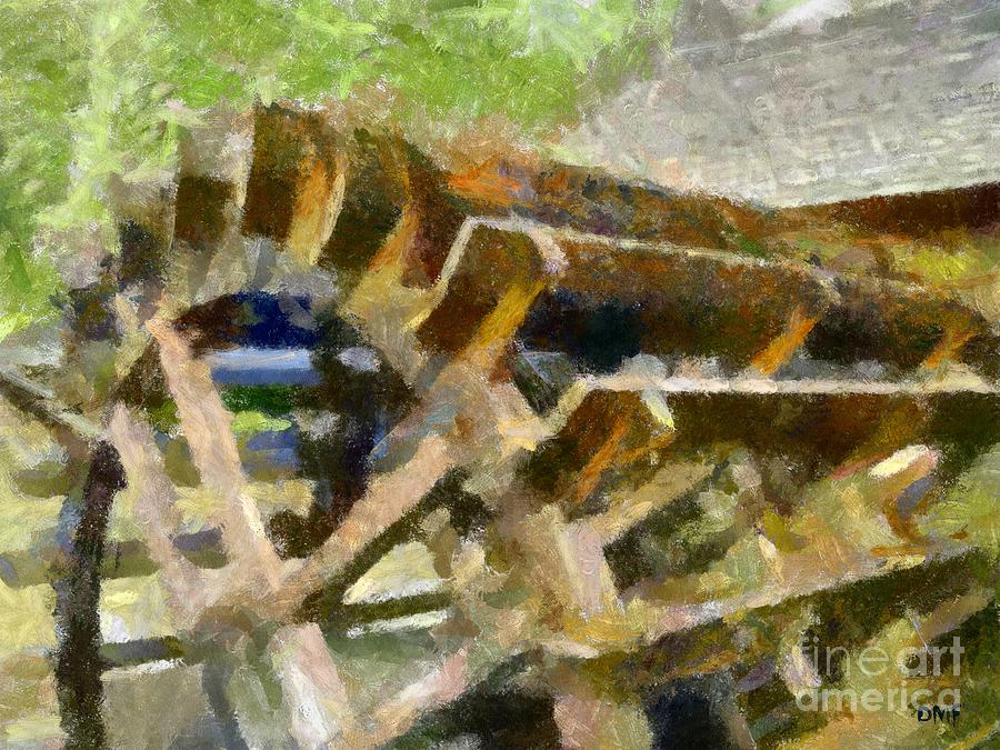 Landscape Painting - The Mill Wheel by Dragica  Micki Fortuna