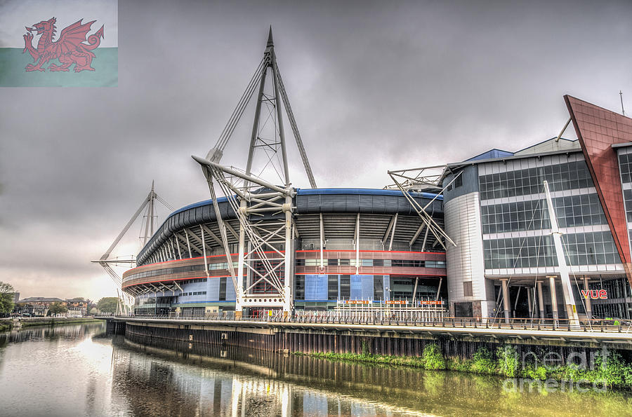 Architecture Photograph - The Millennium Stadium With Flag by Steve Purnell