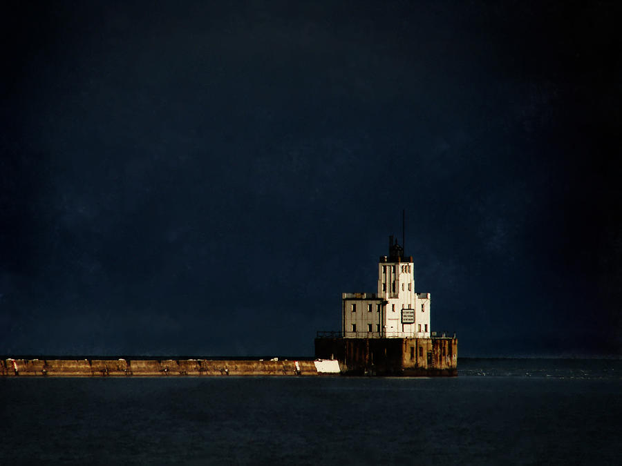 The Milwaukee Breakwater Lighthouse Digital Art by David Blank