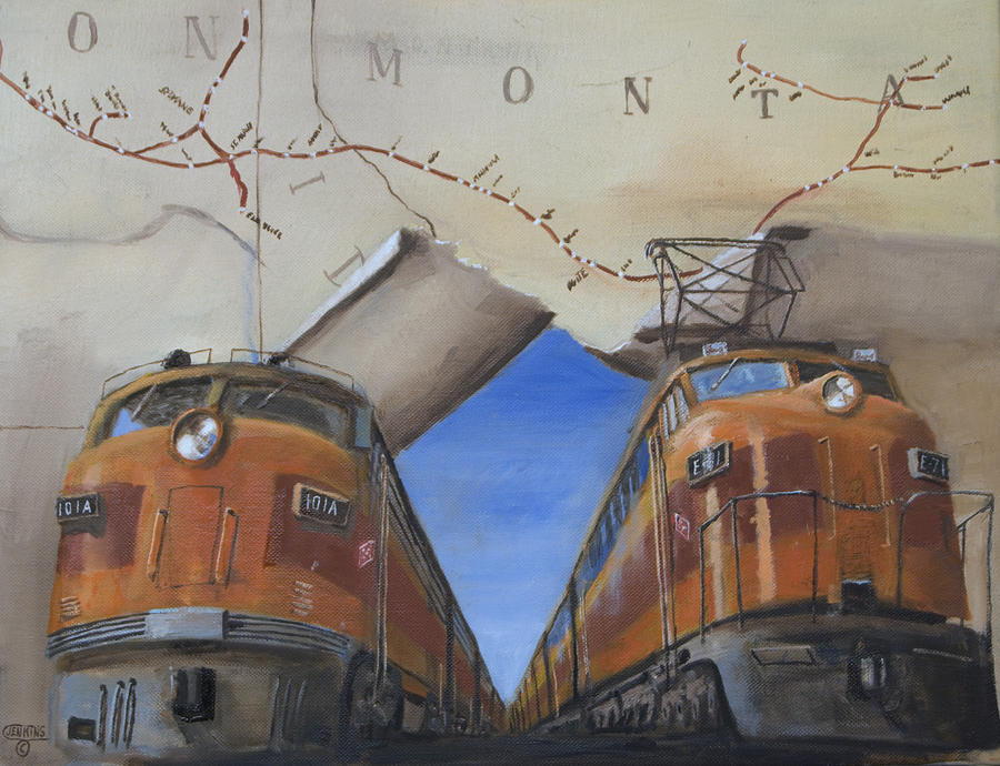 Train Painting - The Milwaukee Rolls West by Christopher Jenkins