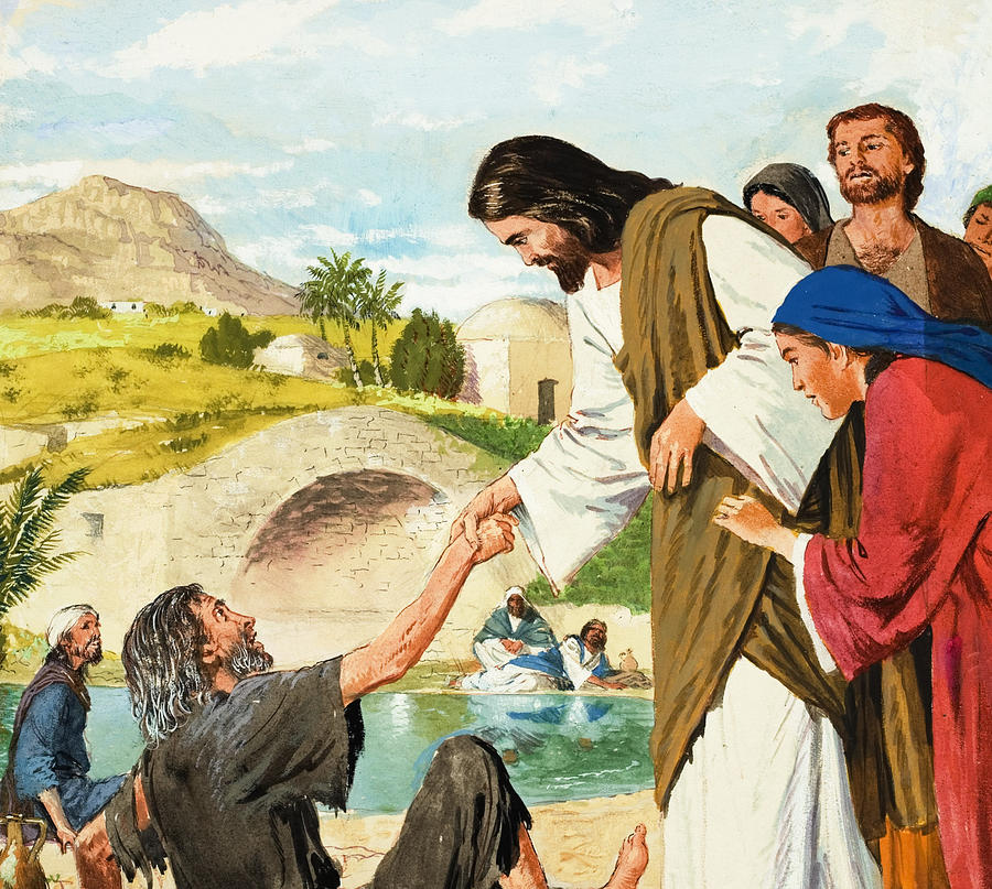 The Miracles of Jesus Making the Lame Man Walk Painting by Clive Uptton ...