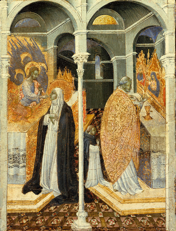 The Miraculous Communion of Saint Catherine of Siena Painting by Giovanni di Paolo