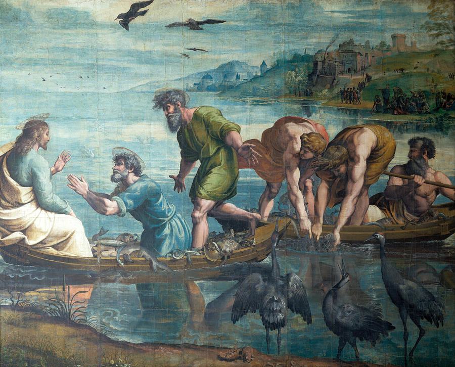 The Miraculous Draft of Fishes Painting by Raphael
