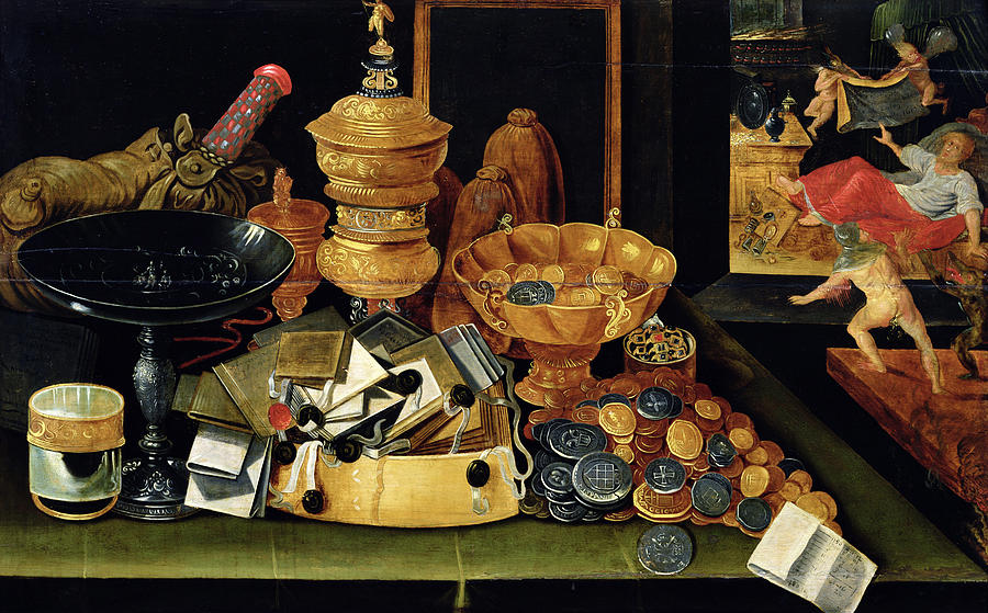 The Misers Treasure Oil On Panel Photograph by Flemish School - Pixels