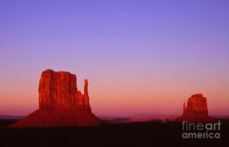 The Mittens At Sunset Monument Valley Photograph