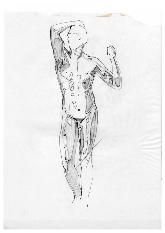 The Modern Age - Homage Rodin Drawing by David Hargreaves