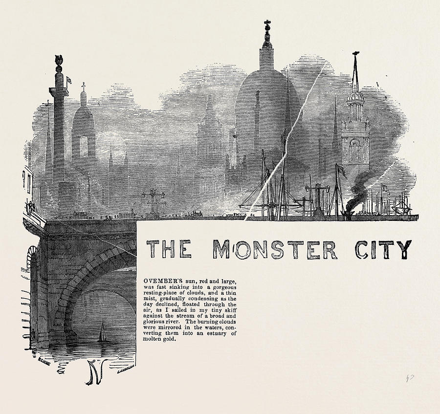 Vintage Drawing - The Monster City By The Rev by English School