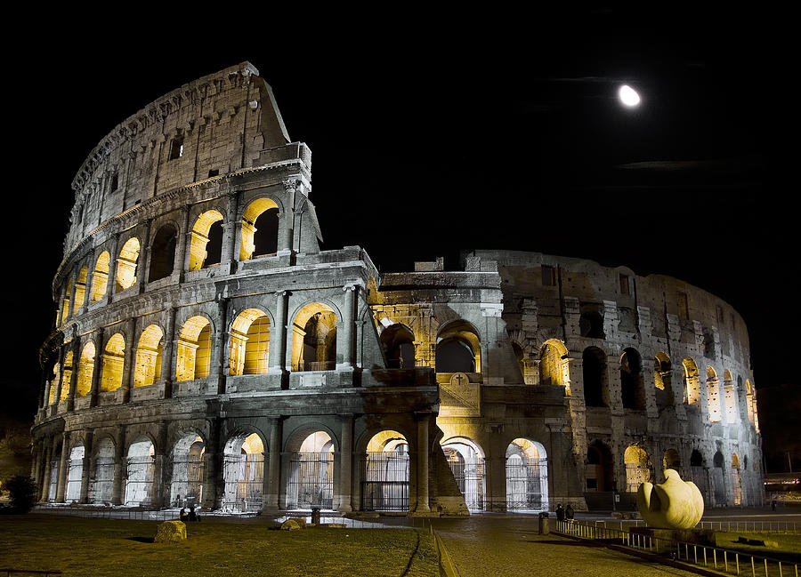 The Moon above the Colosseum No1 Photograph by Weston Westmoreland