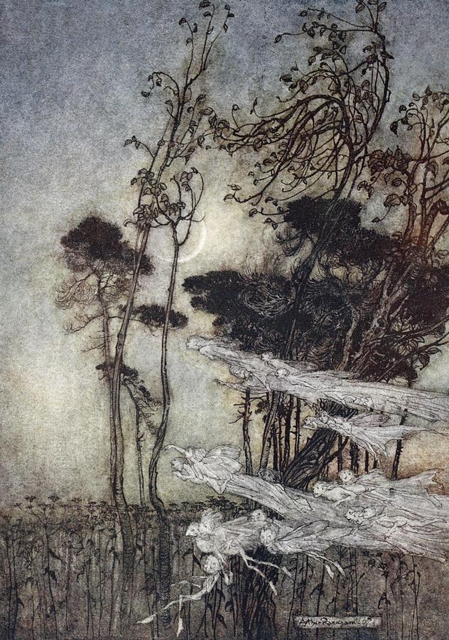 ..the Moon, Like To A Silver Bow Drawing by Arthur Rackham