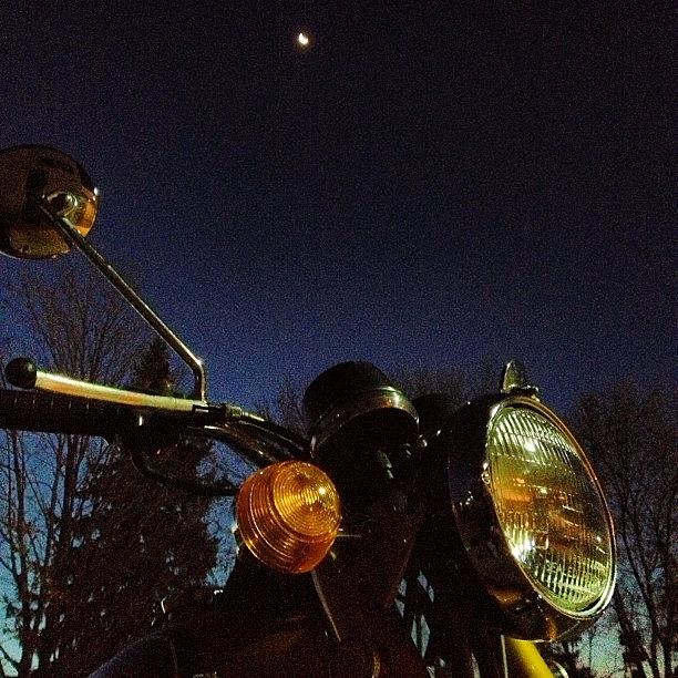 Vintage Photograph - The Moon, The Stars And My Motorcycle by Jeff Seim