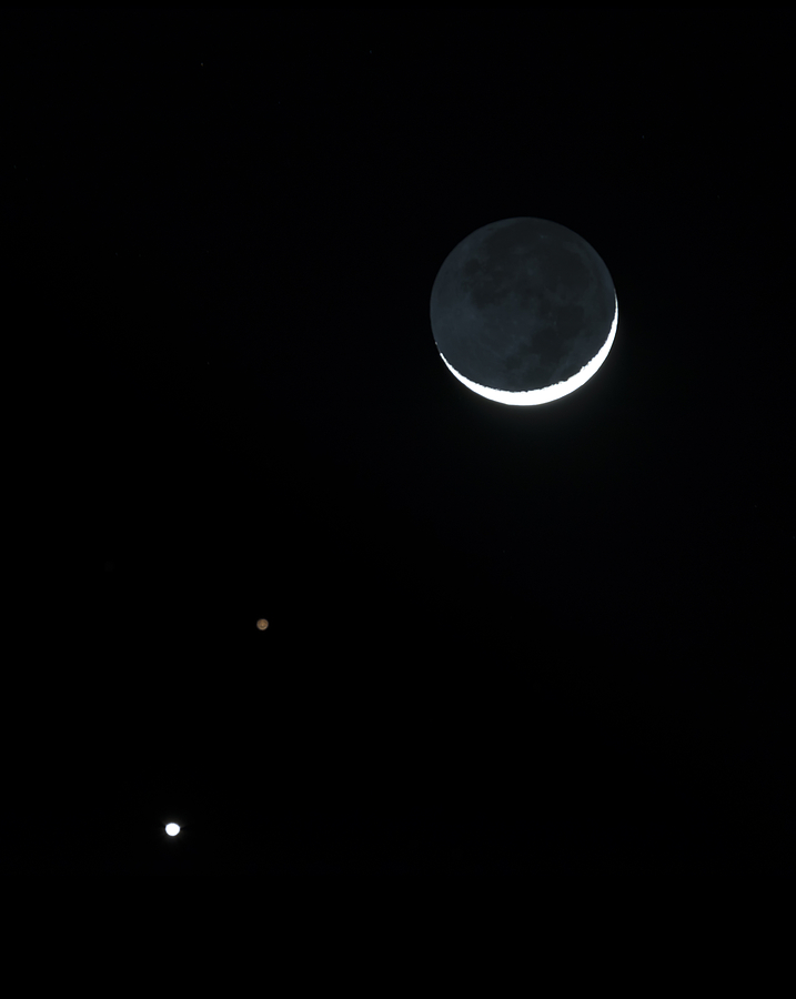 The Moon with Mars and Venus Photograph by Loree Johnson