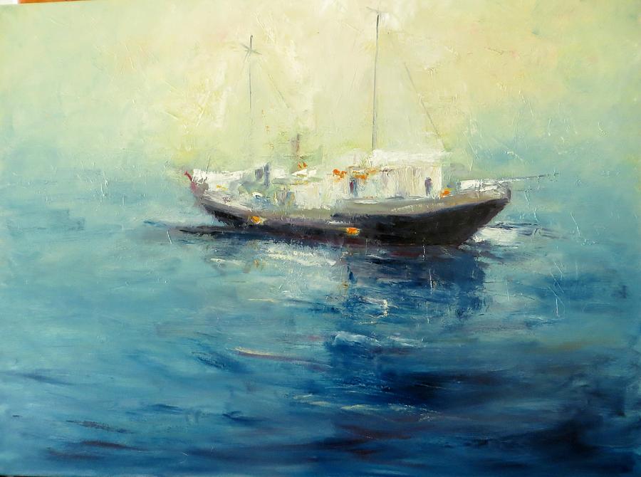 Boat Painting - The moorning after by Zdenka Better